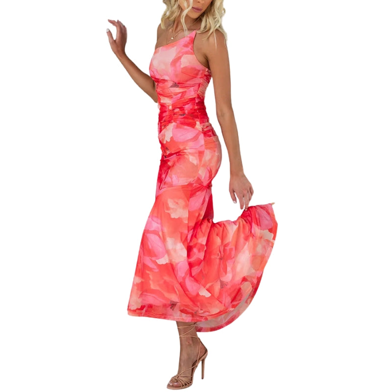 Robe Élégante sans Manches Fleurs Imprimées