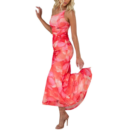 Robe Élégante sans Manches Fleurs Imprimées
