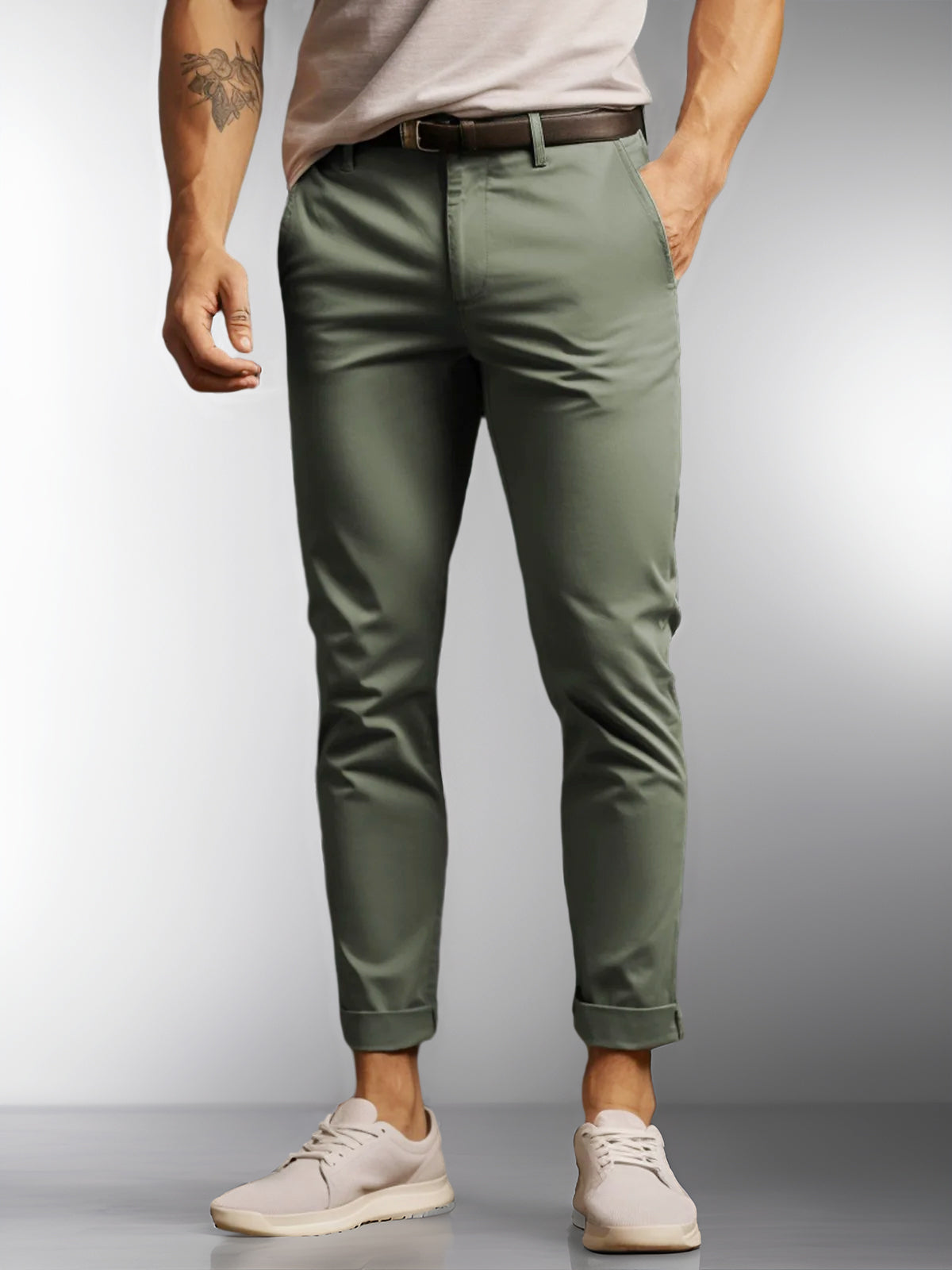 Pantalon Chino Homme Élastique et Léger en Coton Mélangé - BerlinGlamour