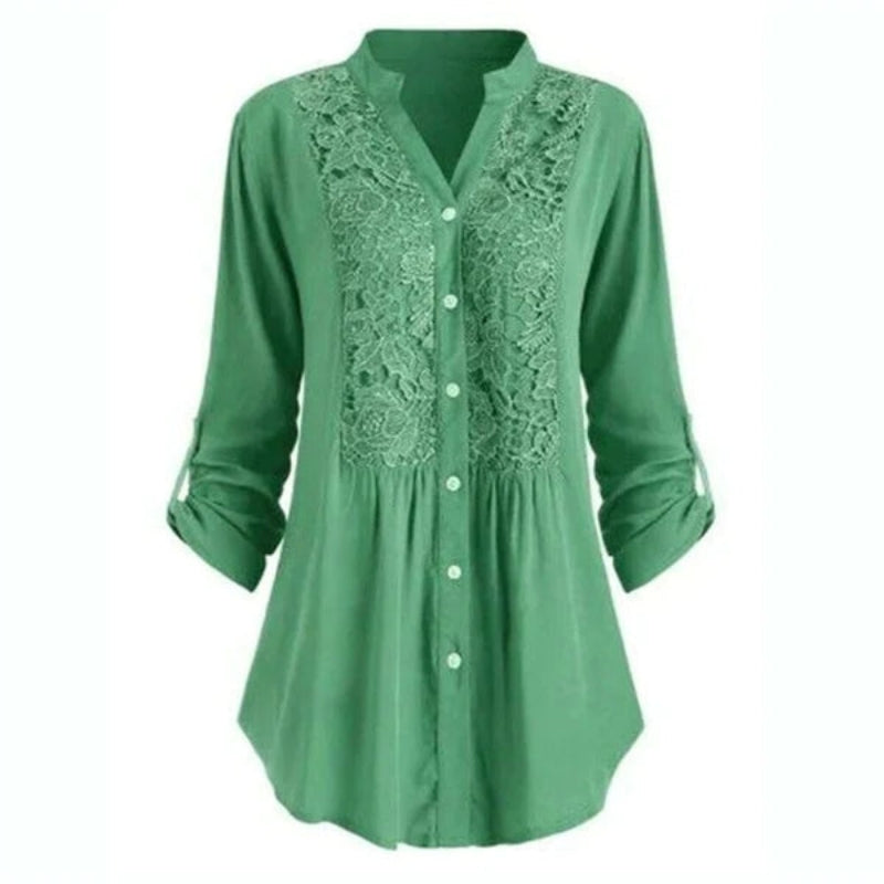 Chemisier Femme Manches Bouffantes Col Rond Élégant