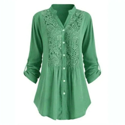 Chemisier Femme Manches Bouffantes Col Rond Élégant