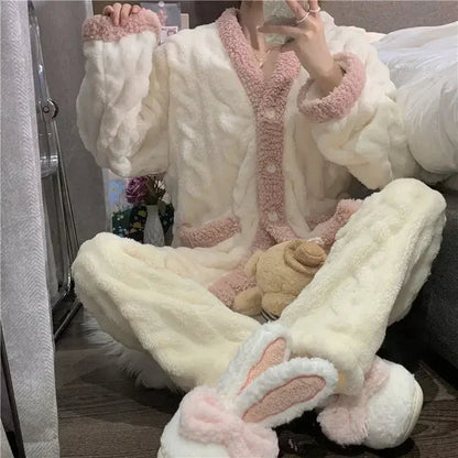 Pyjama Femme Hiver Doux et Confortable À Manches Longues - PanierRoyale