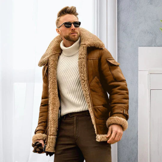 Veste Cuir Hiver Homme Élégante et Doublure Polaire