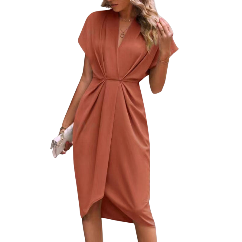 Robe Femme Col V Fente Latérale Élégante