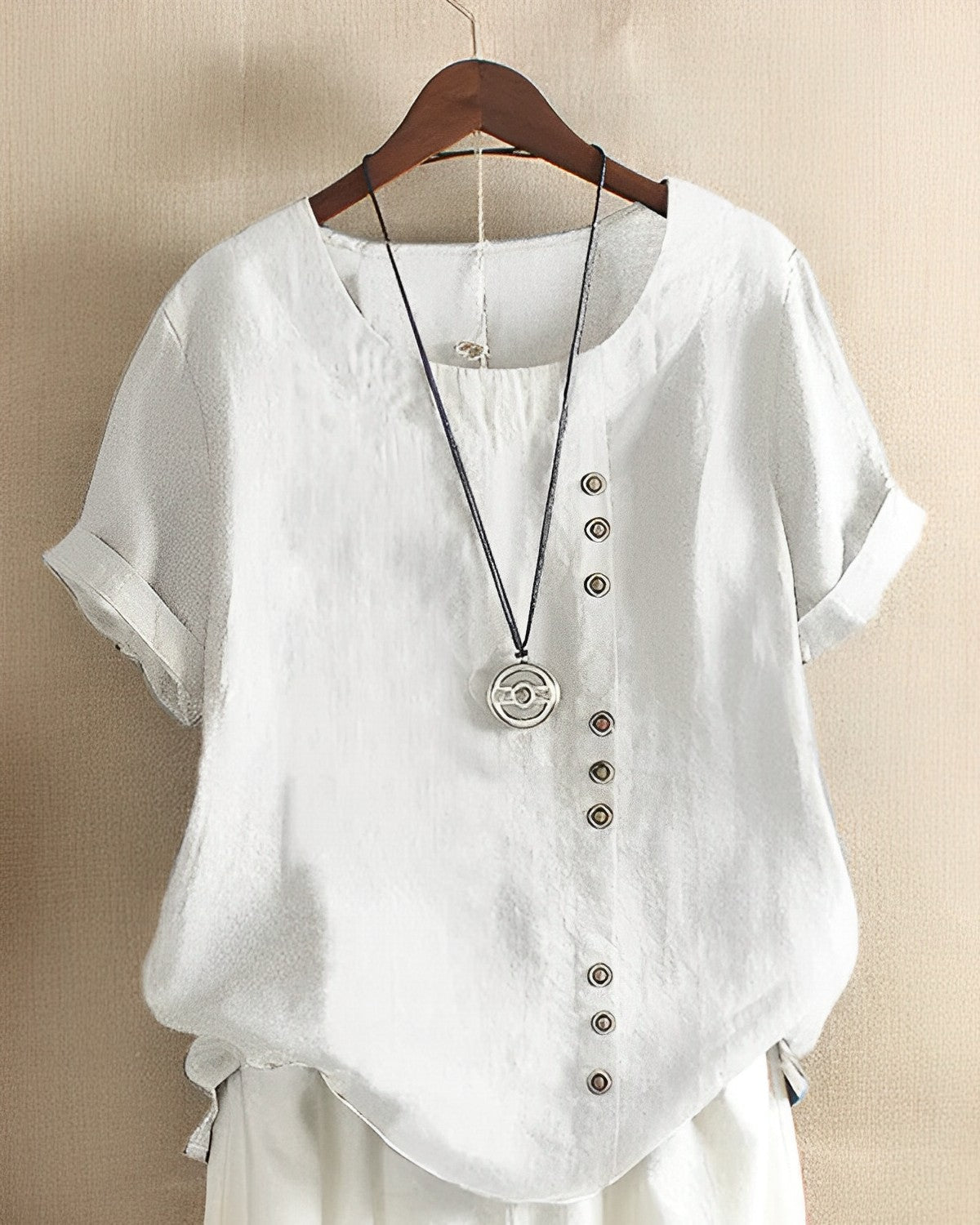Blouse Femme Décontractée Manches Courtes Col Rond Été