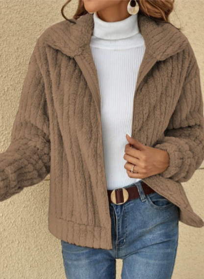 Veste en Fausse Fourrure Brun Clair Femme