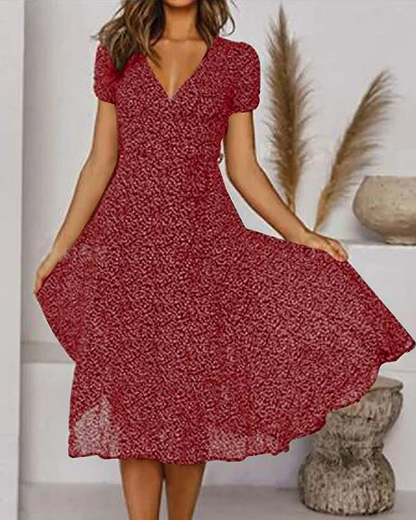 Robe Été Dentelle Fleuri pour Femme, Col en V Élégant