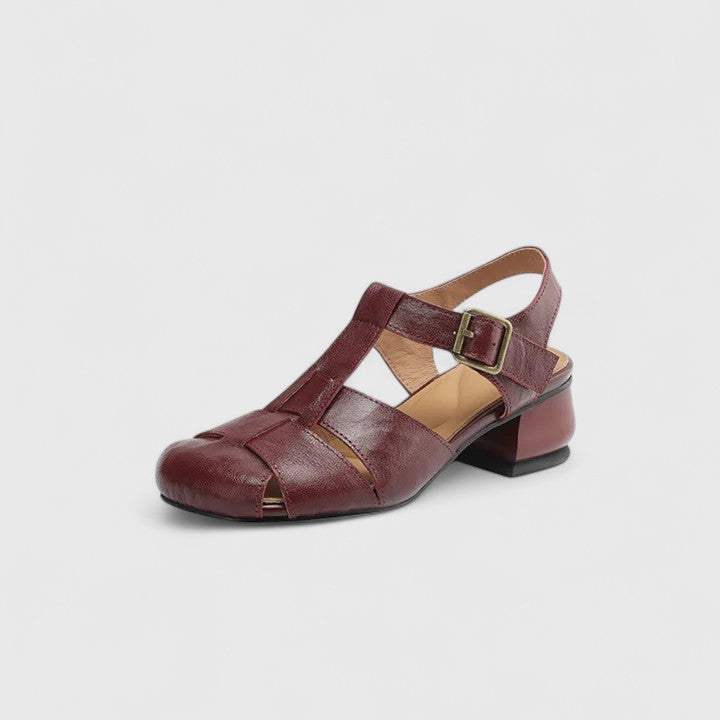 Sandales Femmes Vintage à Bout Ouvert et Talon Bloc