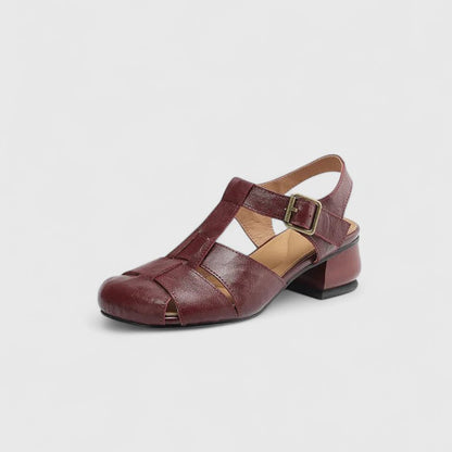 Sandales Femmes Vintage à Bout Ouvert et Talon Bloc