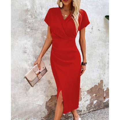Robe femme séductrice décolleté profond manches courtes