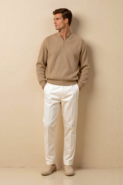 Pullover en maille classique avec fermeture éclair, confortable et élégant