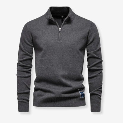 Pull Homme Col Zippé Manches Longues Chic