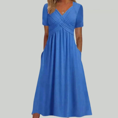 Robe de Soirée Élégante Manches Courtes Décolleté Plongeant