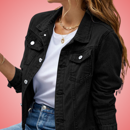 Veste Jean Blanc Femme Élégante Manches Longues