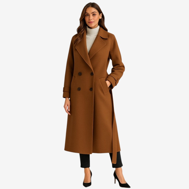 Manteau Femme Chic avec Ceinture et Poches Profondes