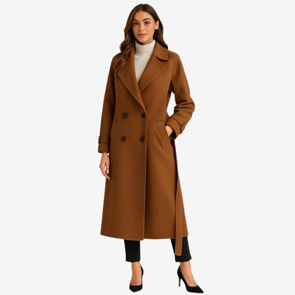 Manteau Femme Chic avec Ceinture et Poches Profondes