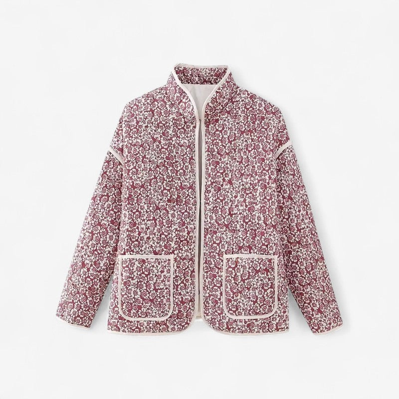 Veste femme imprimée fleurs manches longues poches coutures - PanierRoyale
