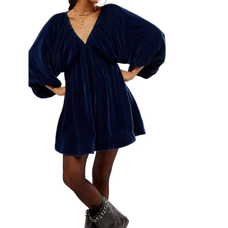 Robe Femme Élégante Manches Longues Col en V - PanierRoyale