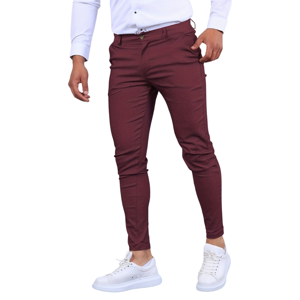 Pantalon Slim Fit Homme avec Poches Zippées
