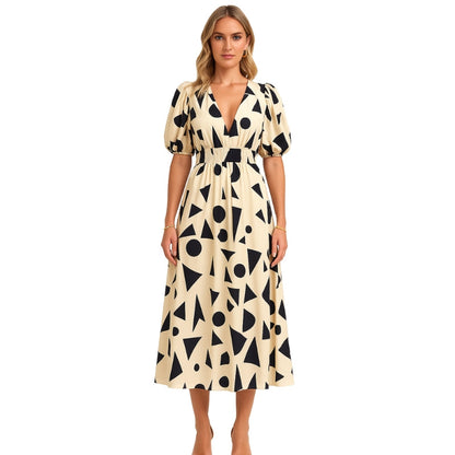 Robe Été Courte Décolletée avec Manches Courtes - PanierRoyale