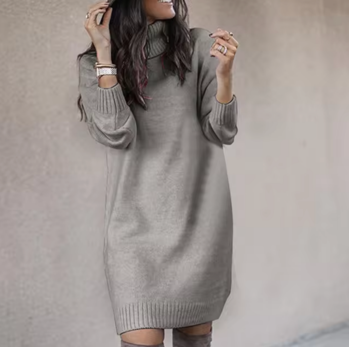 Robe Col Montant Femme Automne Chic et Douce