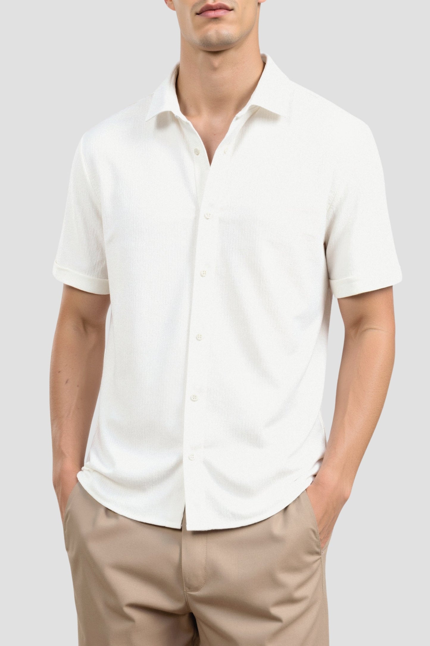 Chemise Lin Cuir Court Manches Été