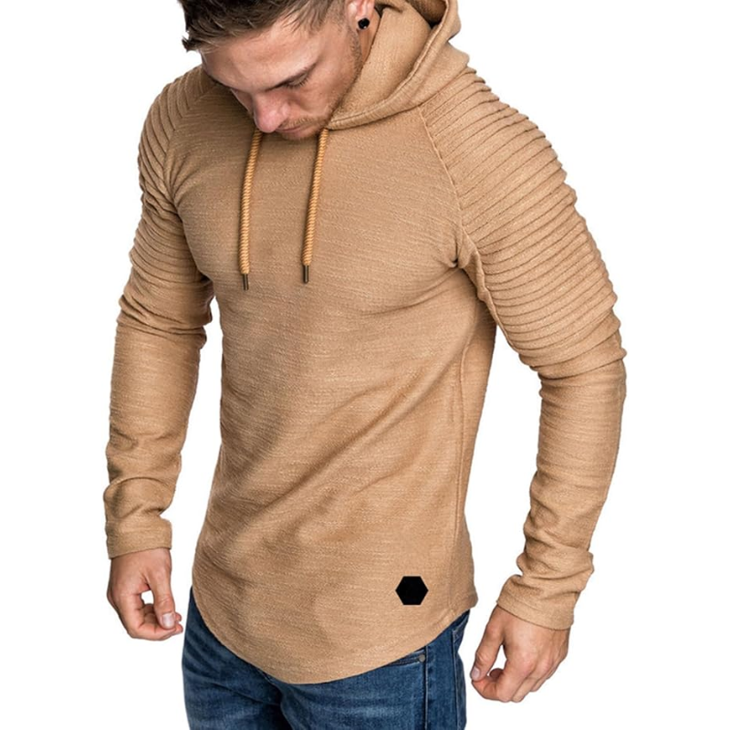 Sweat à Capuche Homme Streetwear avec Manches Côtelées