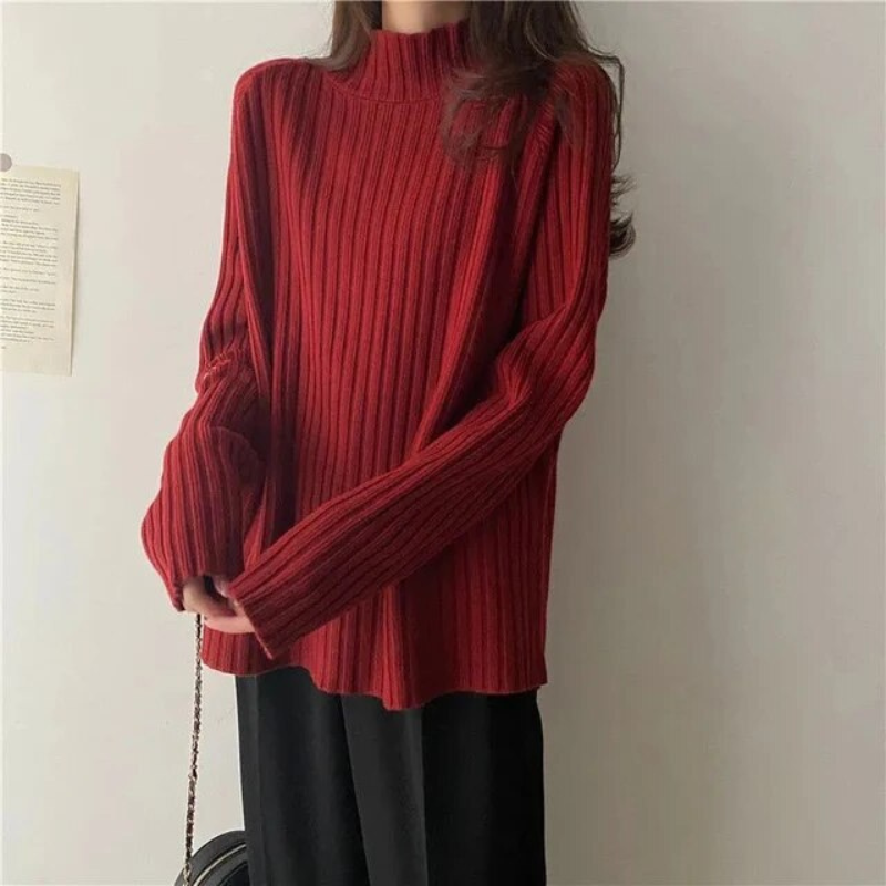 Pull Col Montant Femme Long Manches