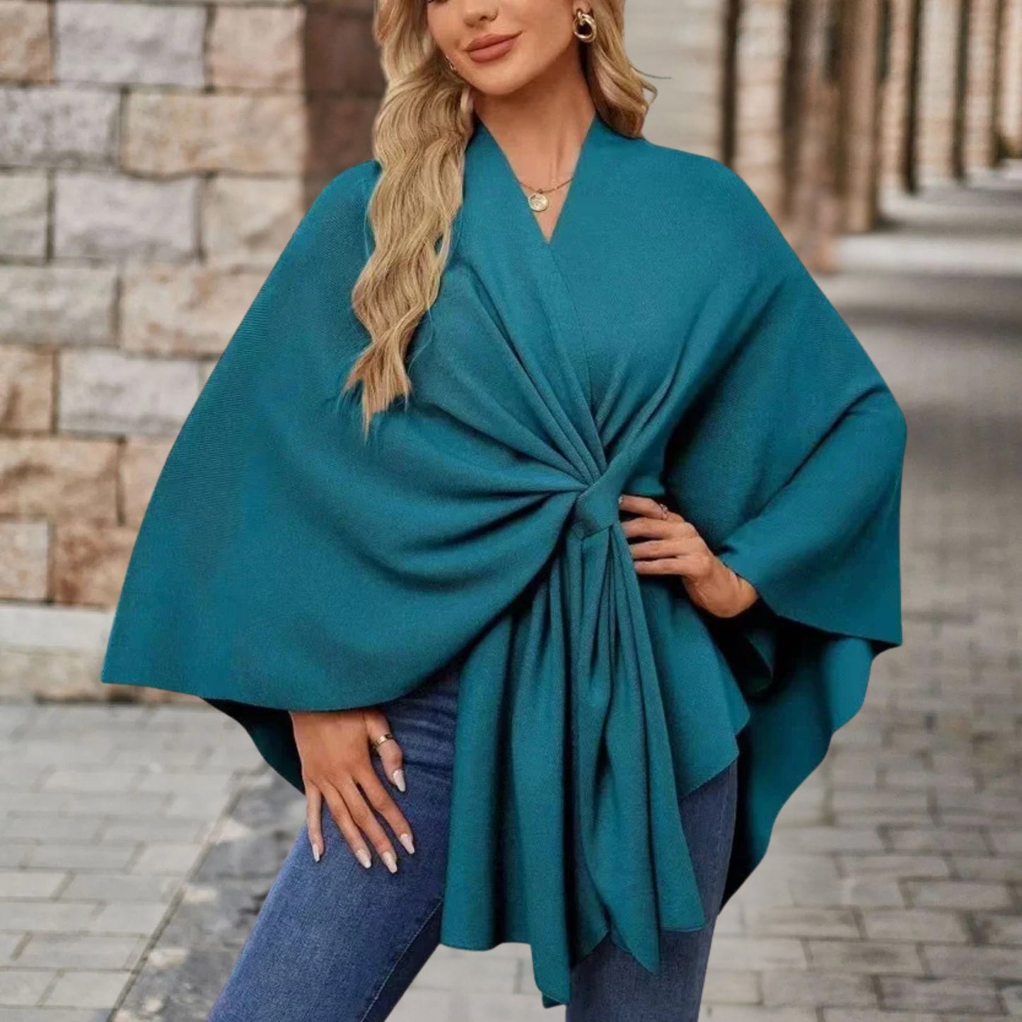 Top femme cape décolleté avec nœud devant