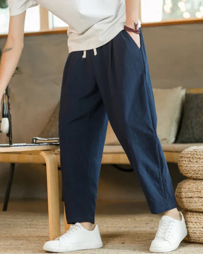 Short Décontracté Plissé avec Cordons pour Homme