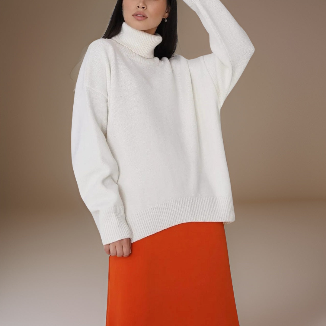Pull Col Roulé Femme Élégant Hiver