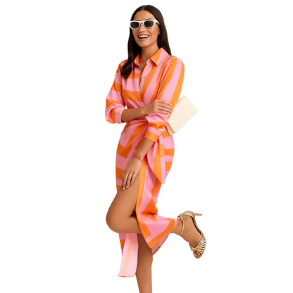 Robe Été Manches Courtes Imprimée Col V - PanierRoyale