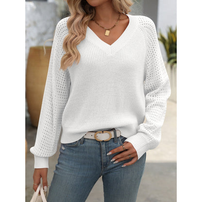 Pull Femme Rose Pastel Col V Élégant