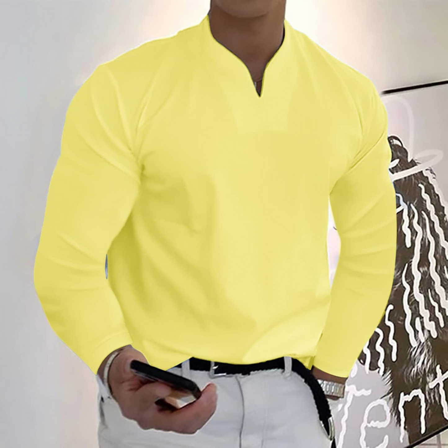 Polo Homme Classique Manches Longues Séchage Ultra-Rapide