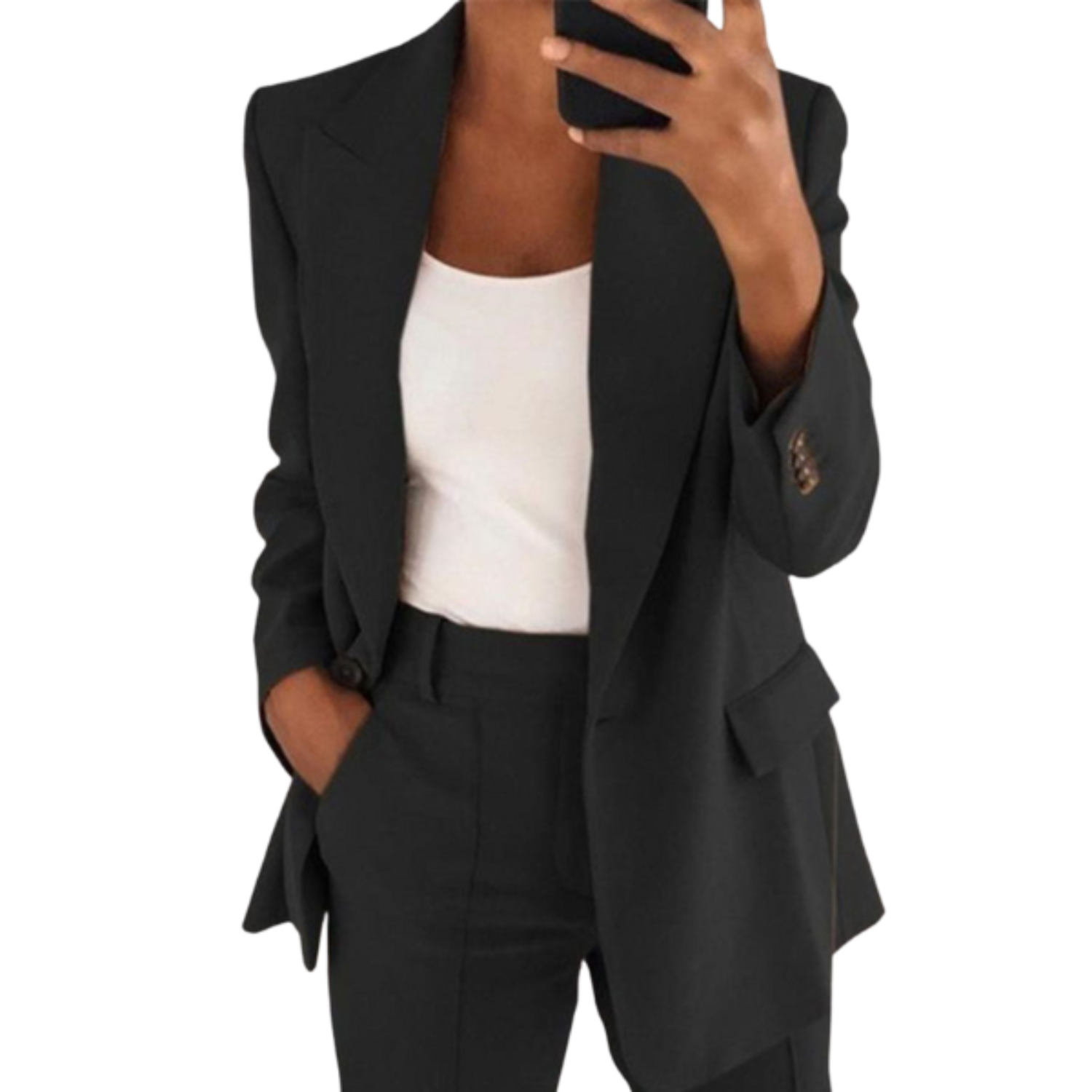 Veste Blazer Femme Noir Élégant Court de Manche - PanierRoyale