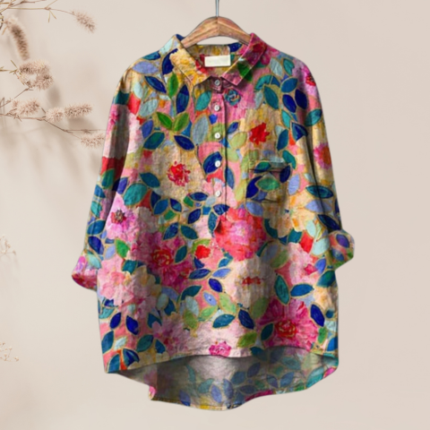 Chemisier femme en soie imprimé floral chic