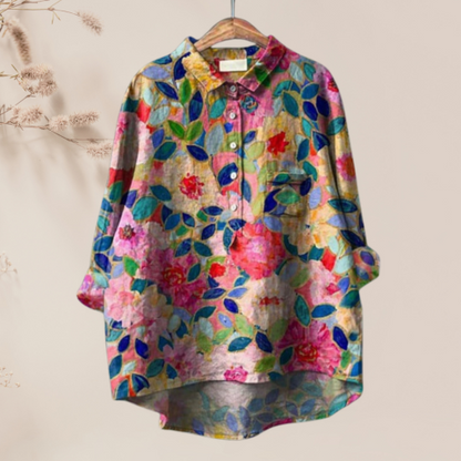 Chemisier femme en soie imprimé floral chic
