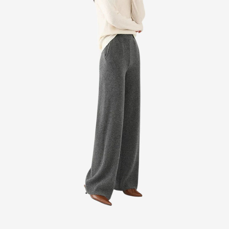 Pantalon Femme Confort Large avec Poches Côte