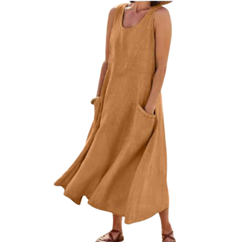 Robe Décontractée Été sans Manches avec Poches