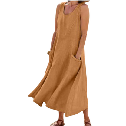 Robe Décontractée Été sans Manches avec Poches