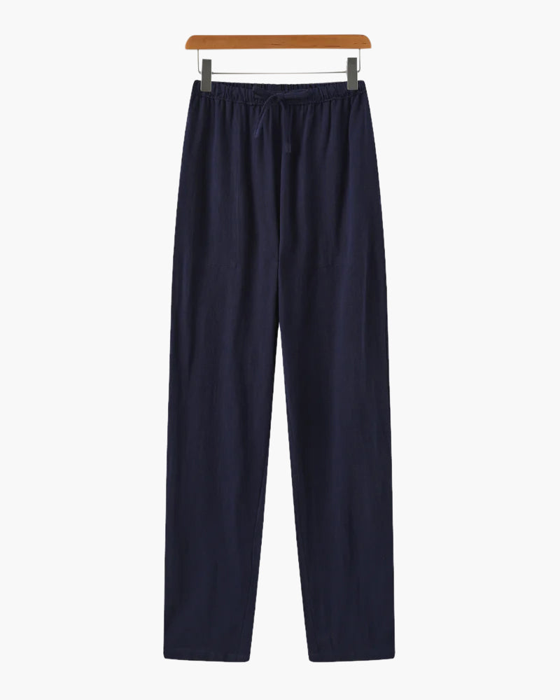 Pantalon Lin Slim Fit Homme pour Été en Lin avec Cordons