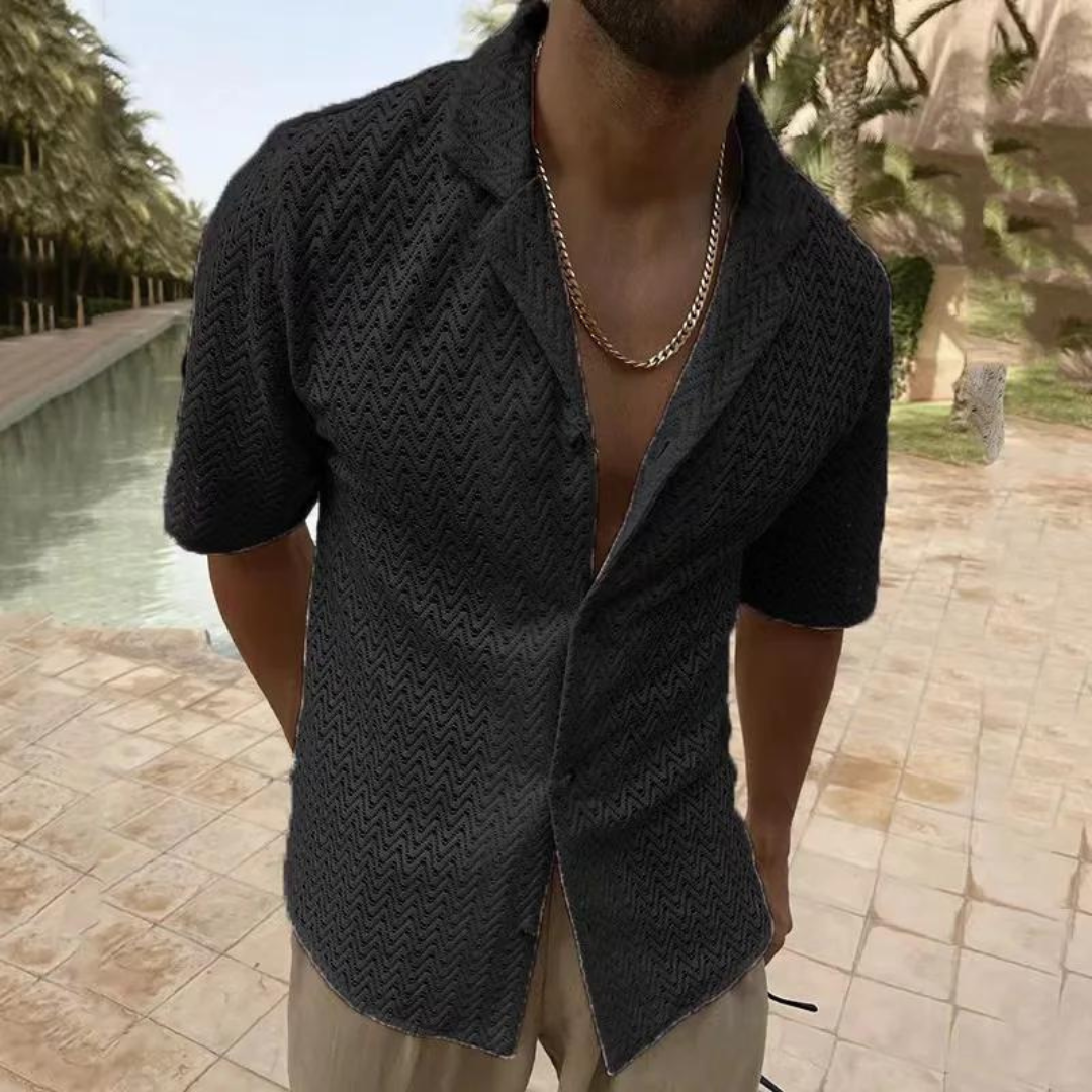 Chemise à manches courtes décontractée style rétro