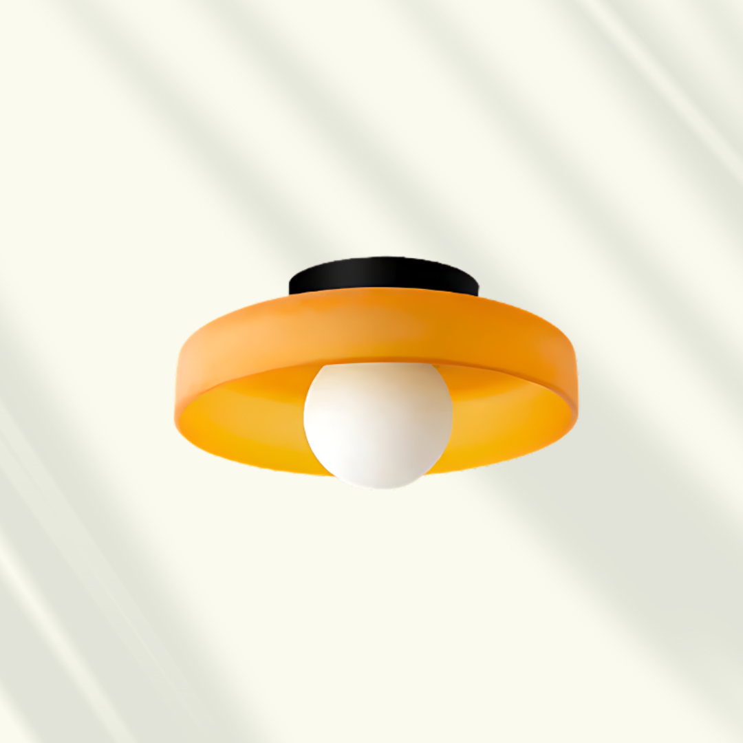 Lampe Plafond Élégante Rose avec Abat-Jour Verre Clair