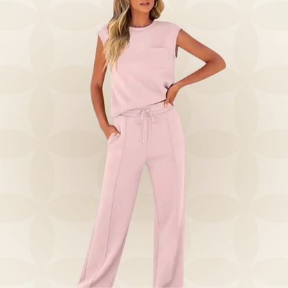 Ensemble Femme Sans Manches et Pantalon Large Fluide