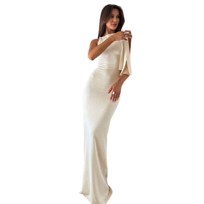 Robe Soirée Longue Décolleté Profond Asymétrique - PanierRoyale