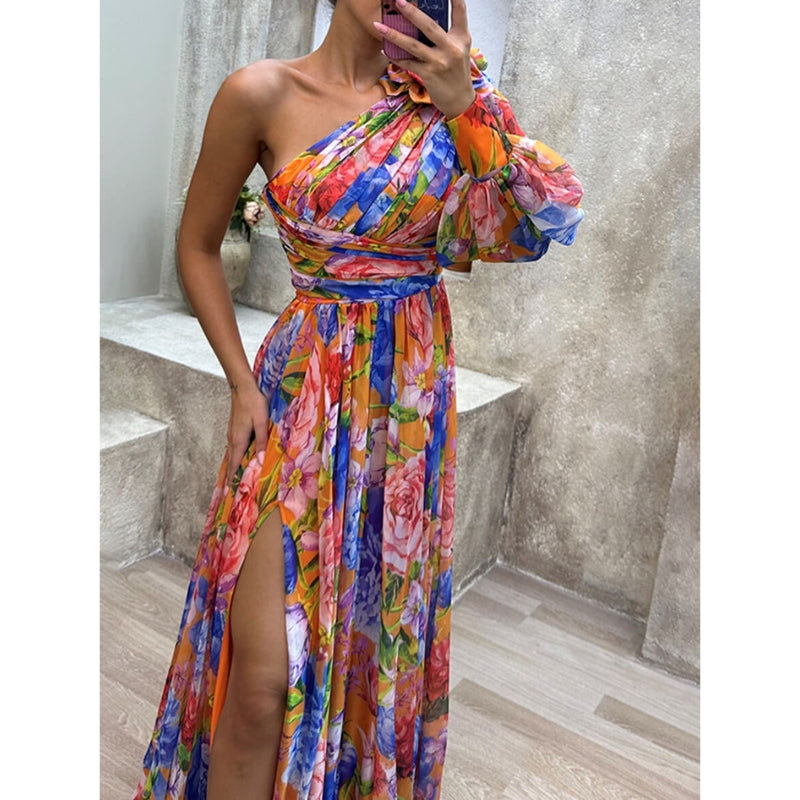 Robe Été Fleurie avec Épaule Découverte Féminine