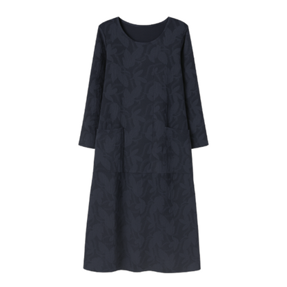 Robe Féminine Longue Manches avec Poches et Ceinture
