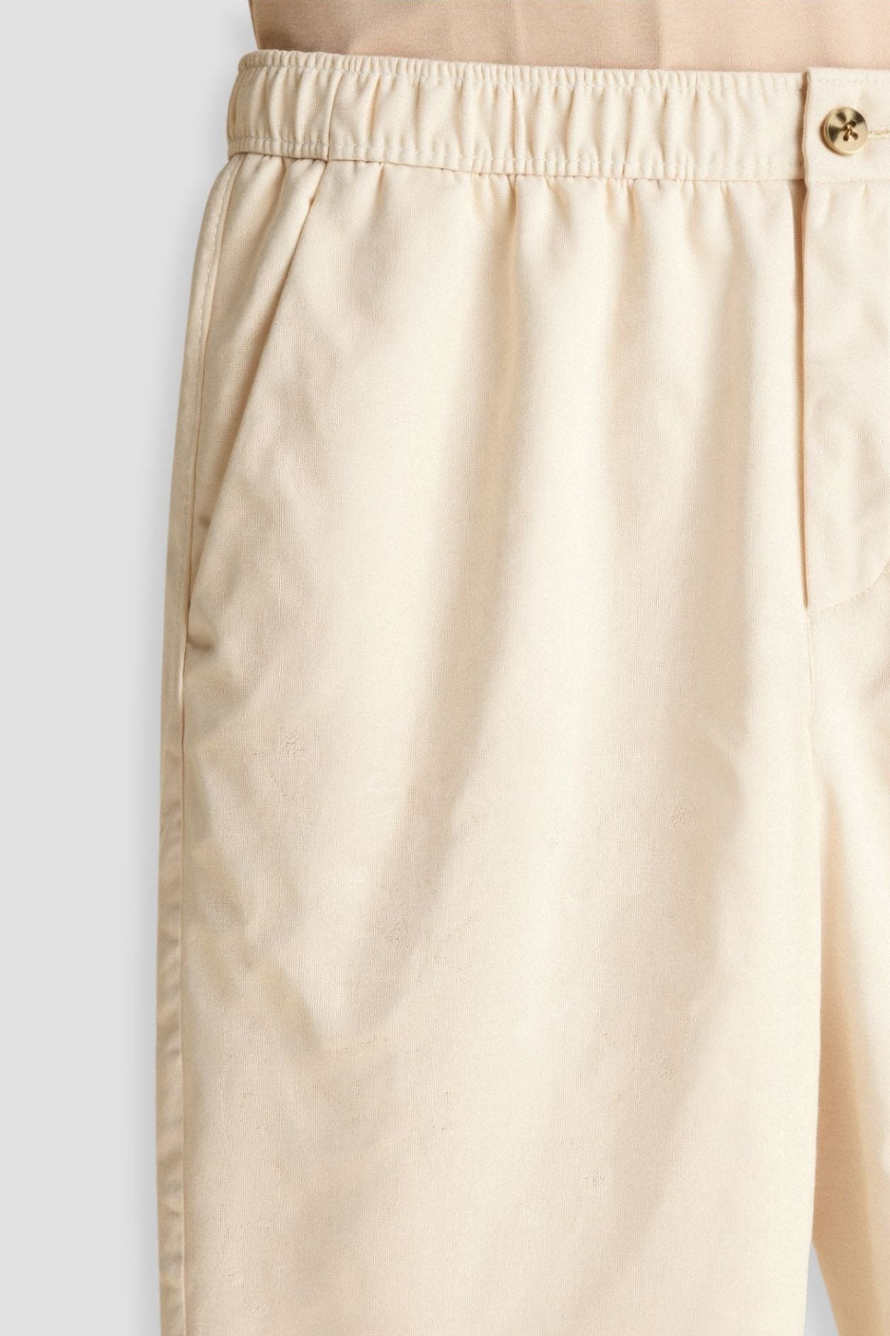 Pantalon Homme Beige Élastique avec Boutons de Ceinture