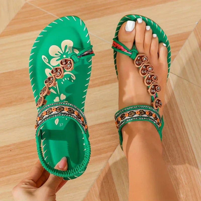 Sandales Bohème Fleurs Colorées et Élégantes