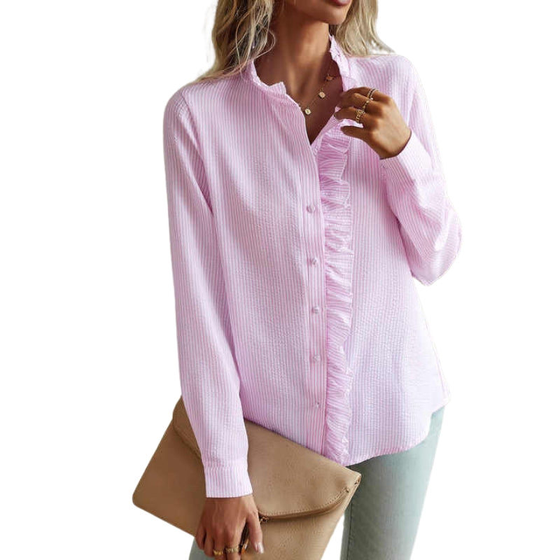 Blouse Chic à Manches Longues avec Dentelle Noir